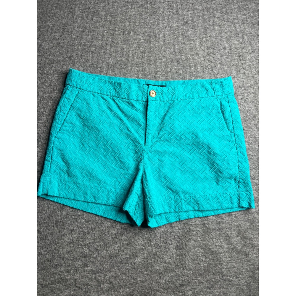 Banana Republic Hampton Fit Shorts Women's 6 Turquoise Teal Textured 100% Cotton - Picture 1 of 10